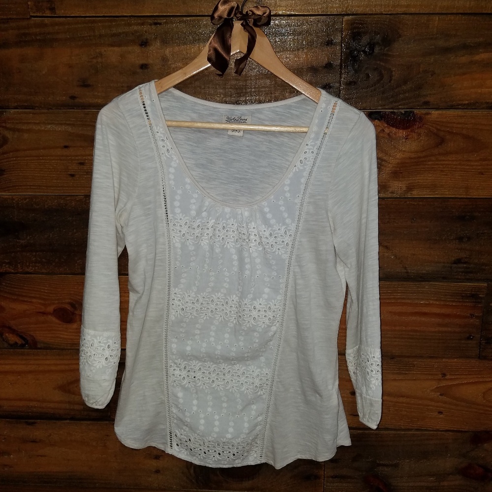 Lucky brand oatmeal color eyelet lace top